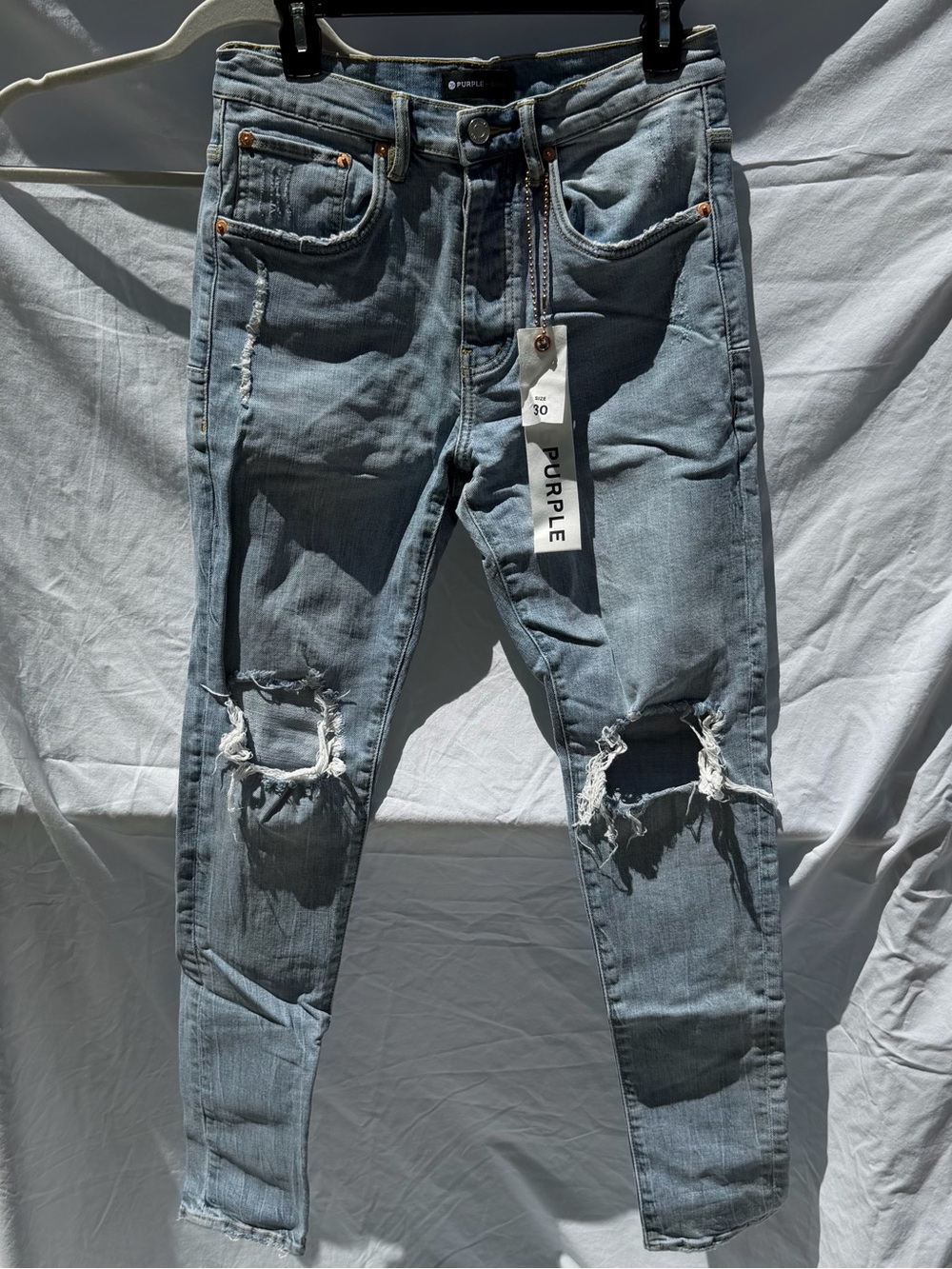 Purple Light Blue Skinny Men’s Ripped Jeans style p002